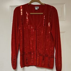 Worth Red Sequin Women's Cardigan